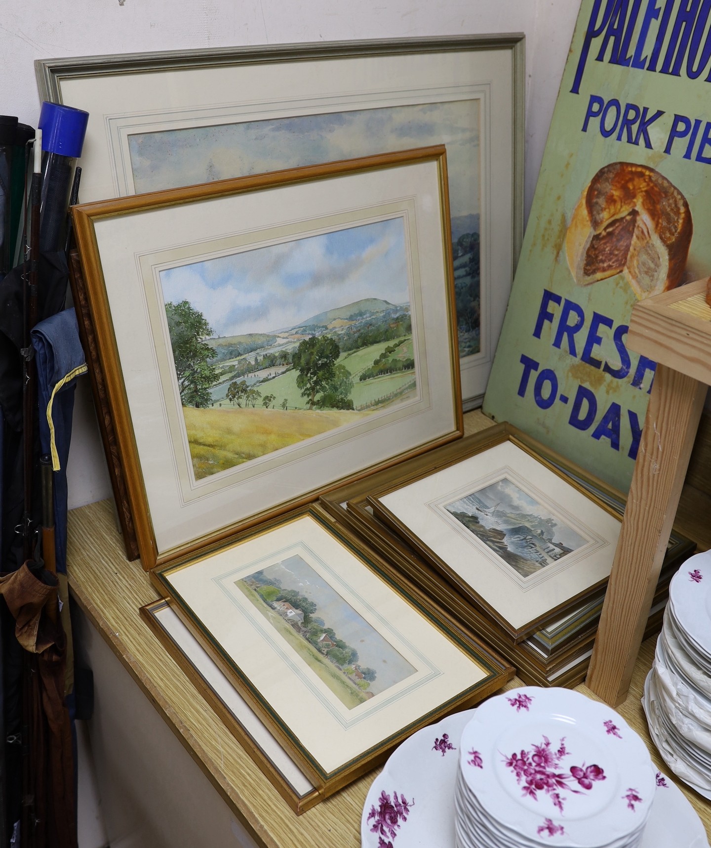 Arthur Henry Graham Hoggarth (1882-1964), watercolour, 'The Lyth Valley', signed, 42 x 57cm, together with a group of assorted watercolours including works by John Chalkley, E.M. Jack and R. Hayes